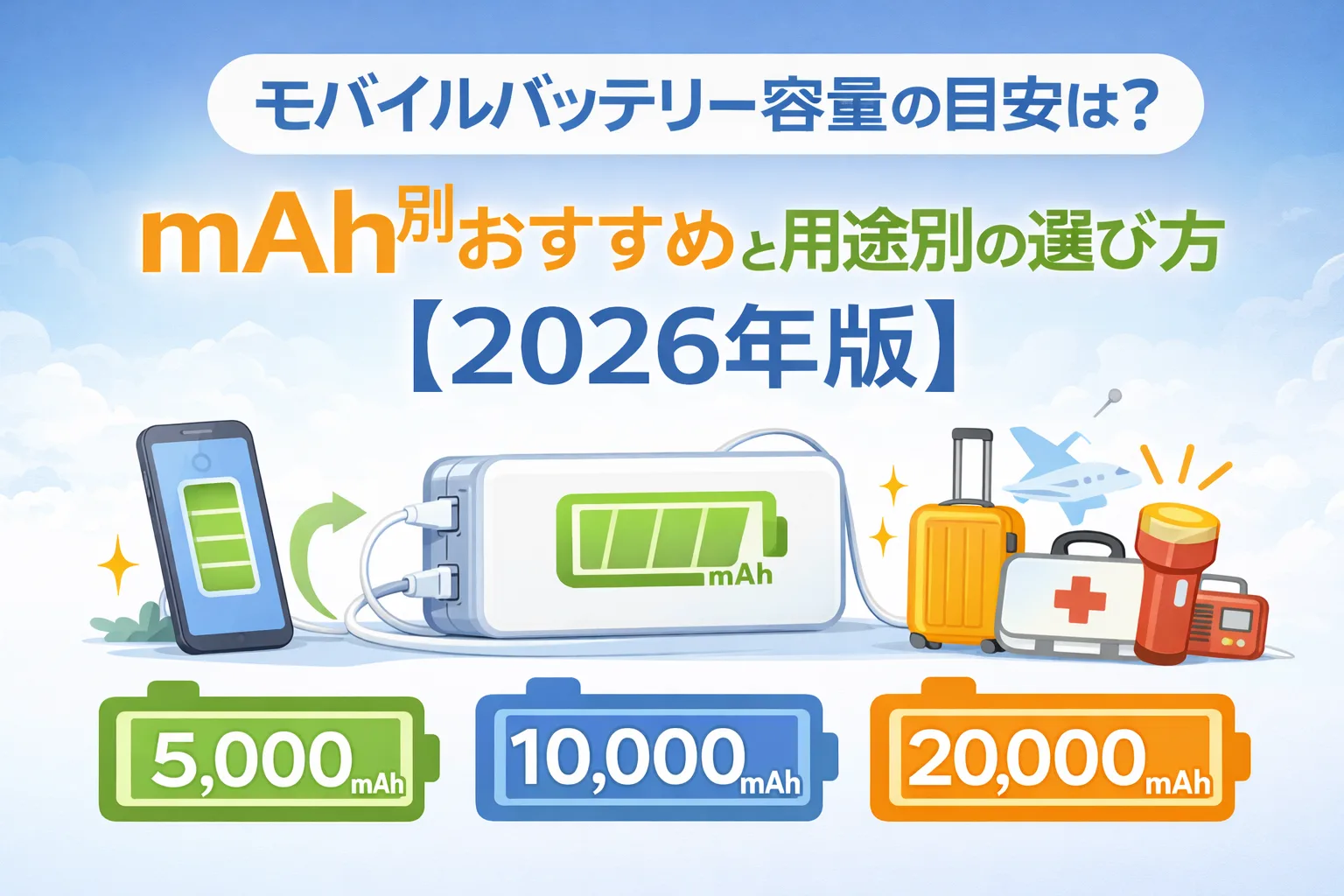 モバイルバッテリー容量の目安やmAh別おすすめを解説した2026年版の図解
