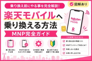 楽天モバイルへMNP乗り換えする方法や事前準備を図解で解説したアイキャッチ画像