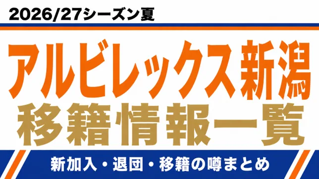 アルビレックス新潟の2026/27シーズン夏の新加入・退団・移籍情報一覧
