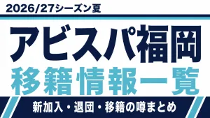 アビスパ福岡の2026/27シーズン夏の新加入・退団・移籍情報一覧