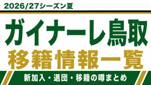 ガイナーレ鳥取の2026/27シーズン夏の新加入・退団・移籍情報一覧