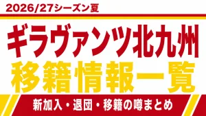 ギラヴァンツ北九州の2026/27シーズン夏の新加入・退団・移籍情報一覧