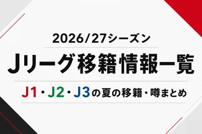 2026/27シーズンのJリーグ移籍情報一覧。J1・J2・J3の夏の移籍や補強、退団、移籍の噂をまとめた記事のタイトル画像