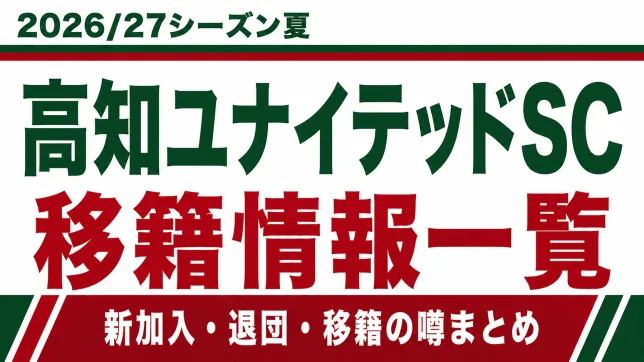 高知ユナイテッドSCの2026/27シーズン夏の新加入・退団・移籍情報一覧