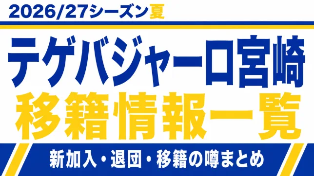 テゲバジャーロ宮崎の2026/27シーズン夏の新加入・退団・移籍情報一覧