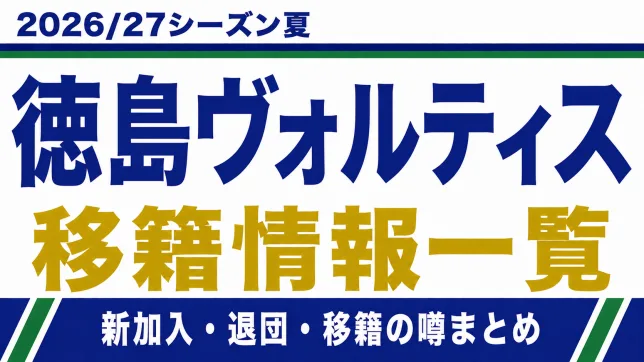徳島ヴォルティスの2026/27シーズン夏の新加入・退団・移籍情報一覧